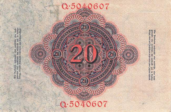 20 Mark Serie F/Q 1914